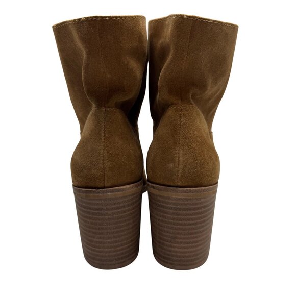 Lucky Brand Ryemi Topanga Tan Suede Leather Peep Toe Ankle booties Women sz 10M - Picture 5 of 10